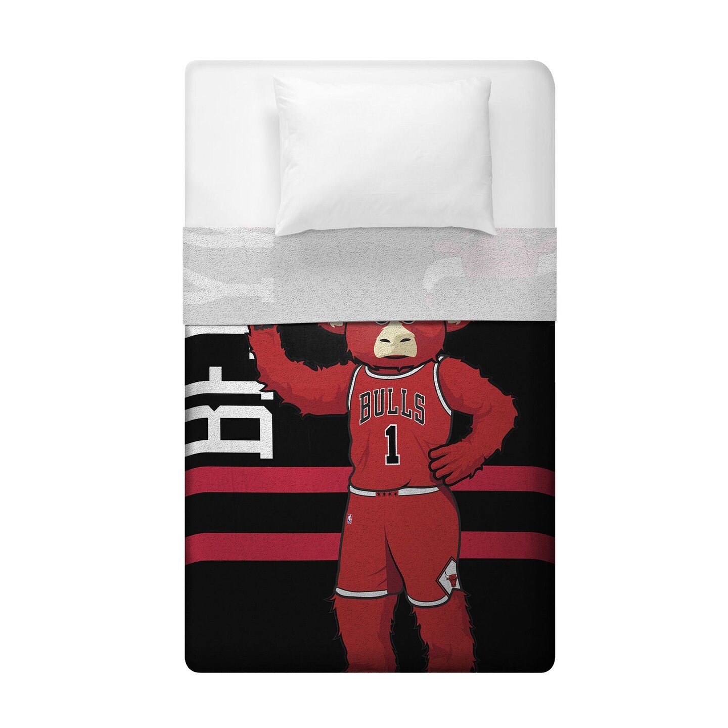 Sleep Squad Chicago Bulls Benny the Bull Mascot 60&#x201D; x 80&#x201D; Raschel Plush Basketball Blanket