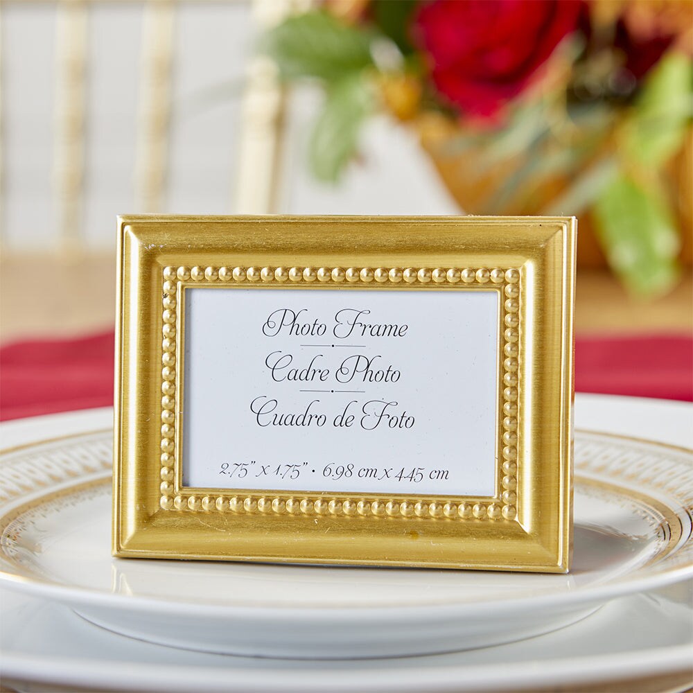 Beaded Gold Wall & Tabletop Picture Frames/Place Card Holder (Set of 6)