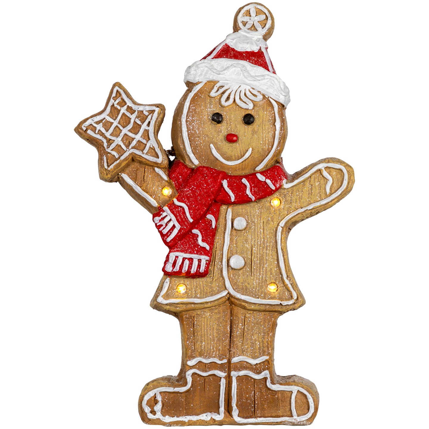 Northlight LED Lighted Gingerbread Boy with Frosted Cookie Star Christmas Figurine - 15.5&#x22;
