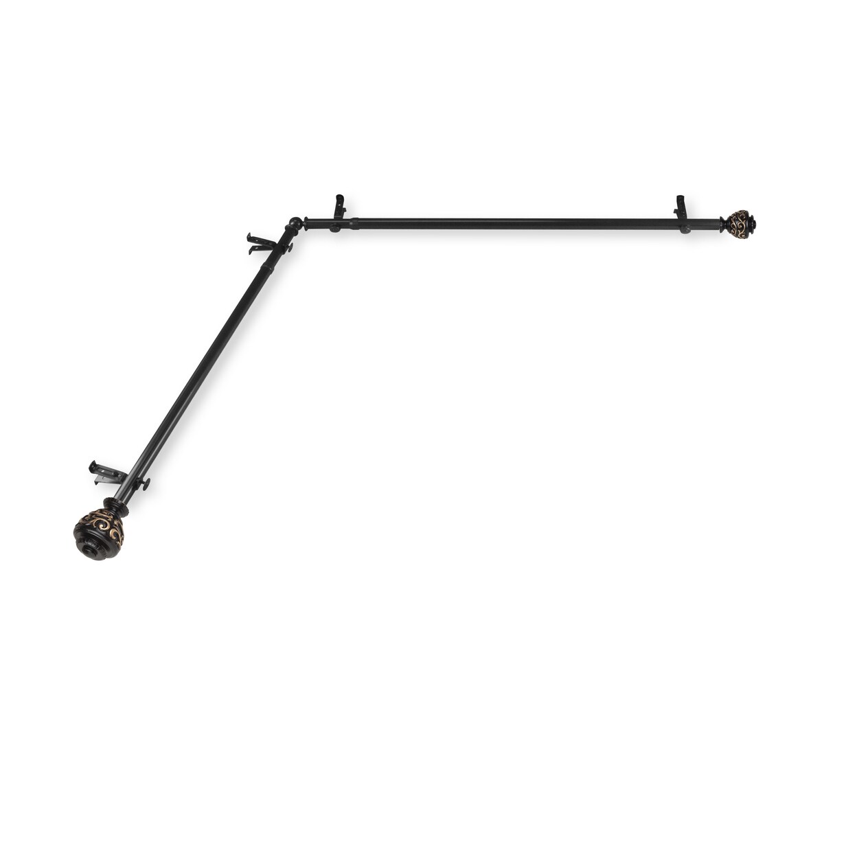 Hermosa Home Home Decorative Indoor Troy Single Corner Window Curtain Rod 48-84&#x22; - Black