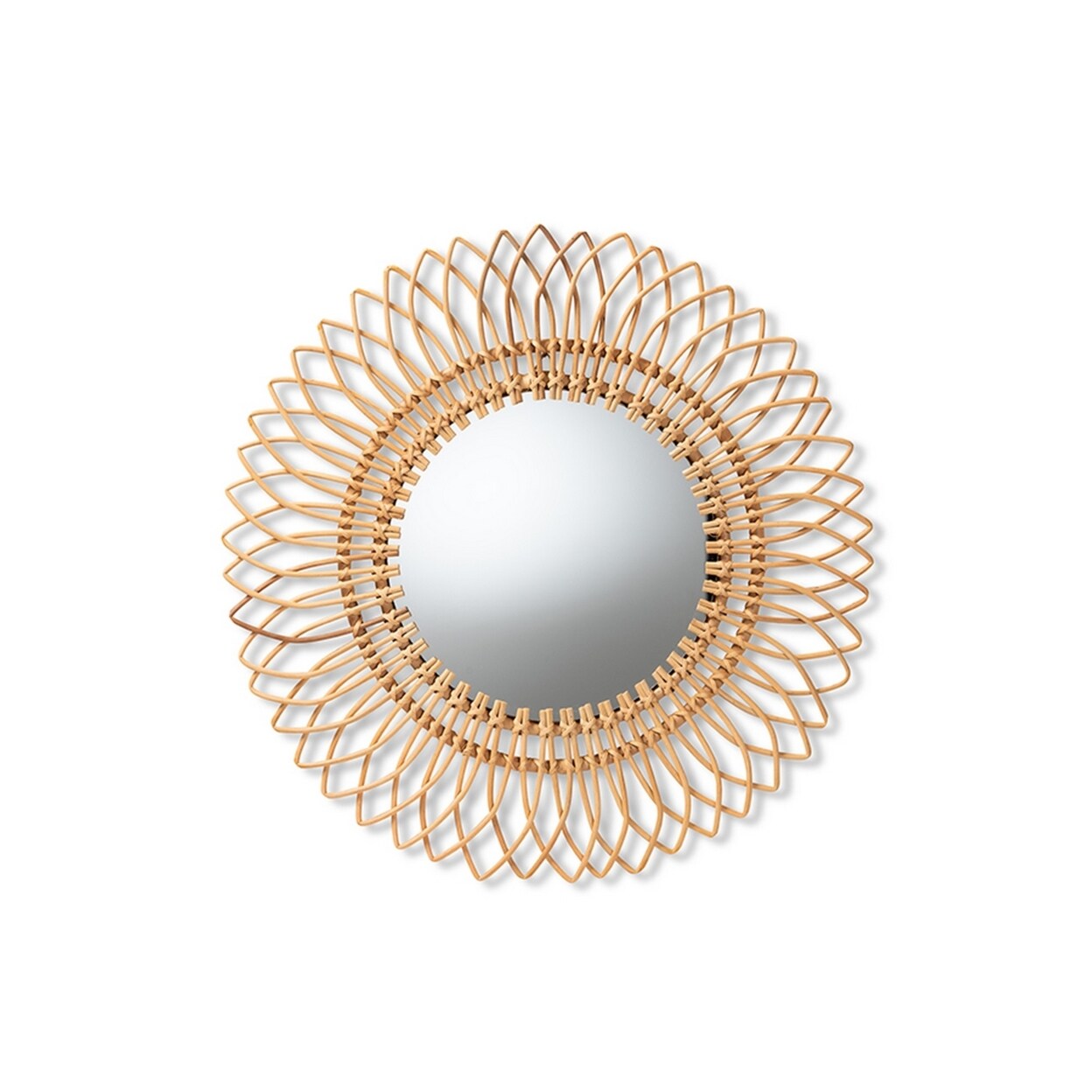 Wholesale Interior Baxton Studio Bora Modern Bohemian Natural Brown Rattan Accent Wall Mirror