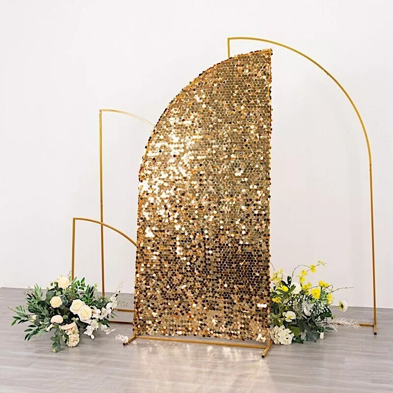 6 ft GOLD Double Sided Big Payette Sequin Half Moon Arch STAND