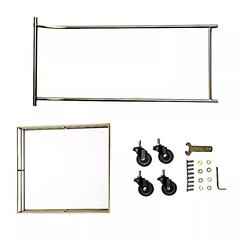 GOLD 3ft tall 3-Tier Rectangular Metal Bar Cart Mirror Glass Serving Trays