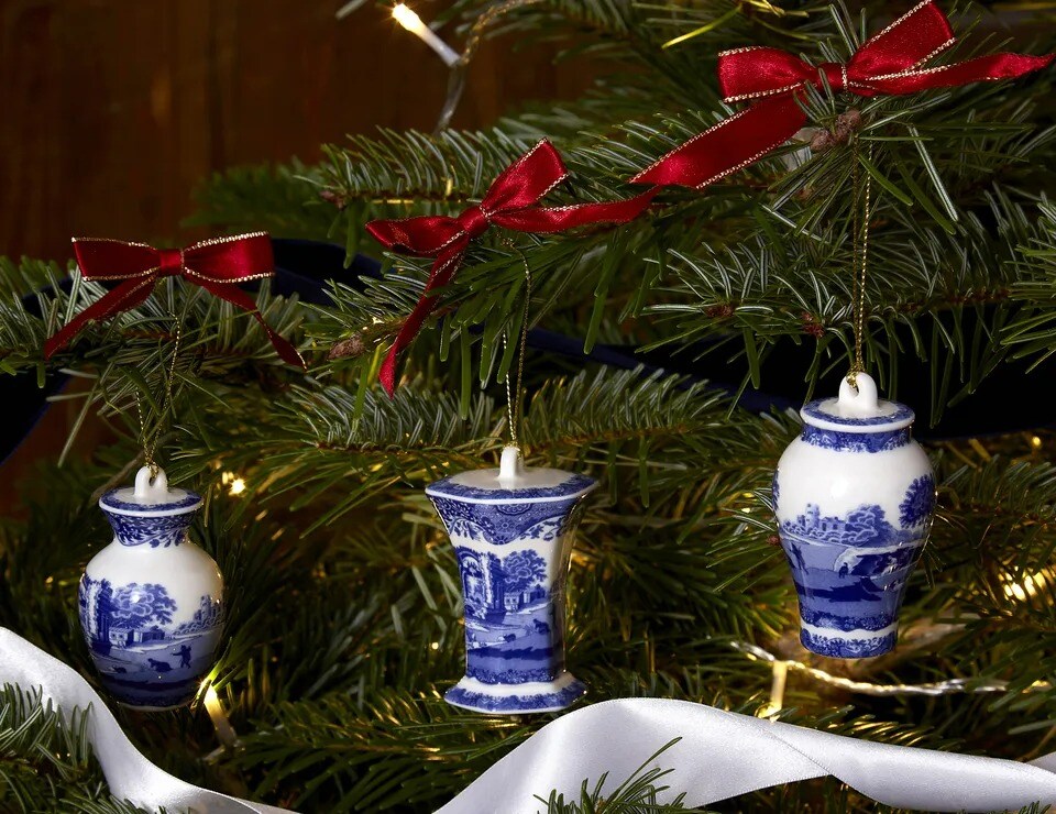Spode Blue Italian Mini Urn Ornaments, Set of 3 | 2.8&#x201D; x 2&#x201D; x 1.5&#x201D;