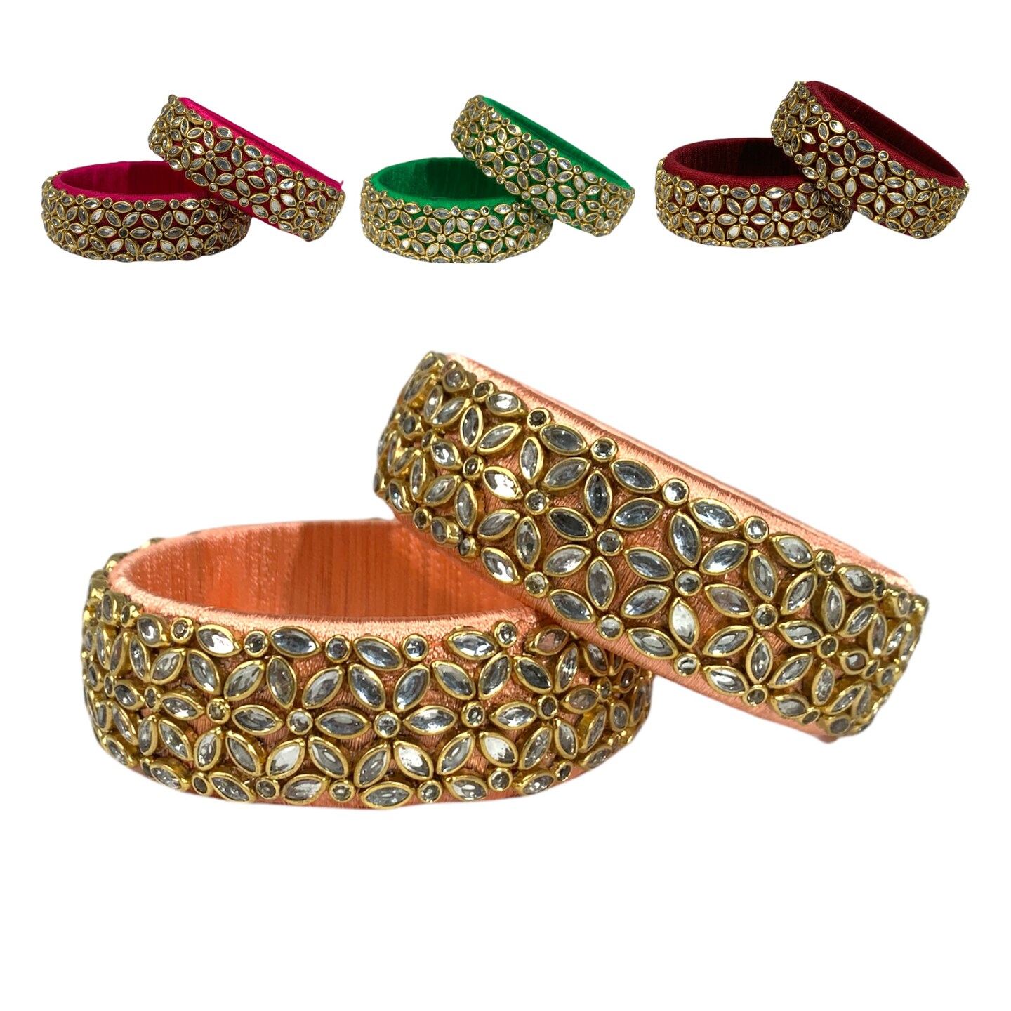Indian Silk Thread Bangles for Women Traditional Kundan Bracelet Return Gifts Indian Bridal Set Thread Bangle Hippie Jewelry Bollywood Bracelet Gift for Her