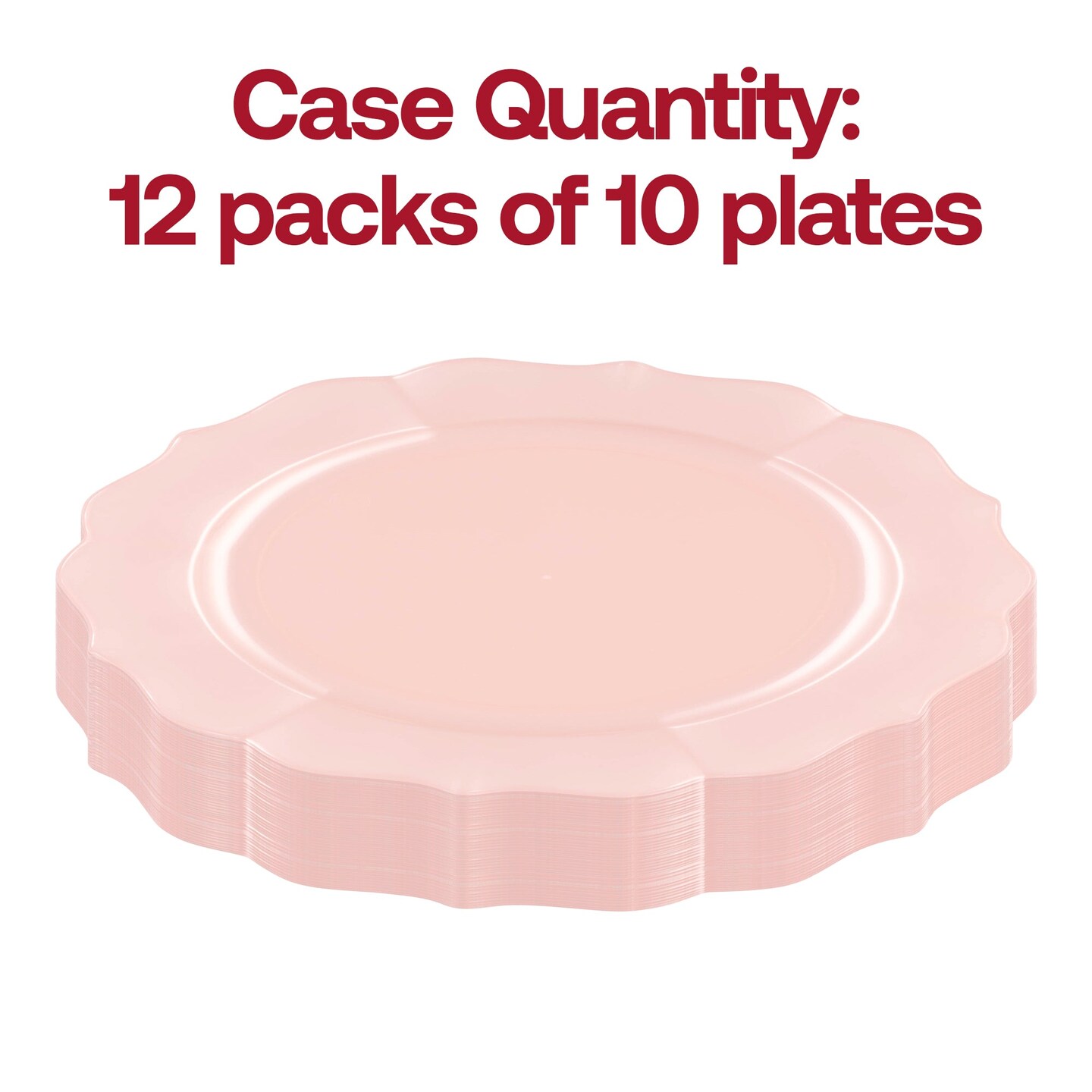 Pearl Pink Round Lotus Plastic Dinner Plates - 10.25" (120 Plates)