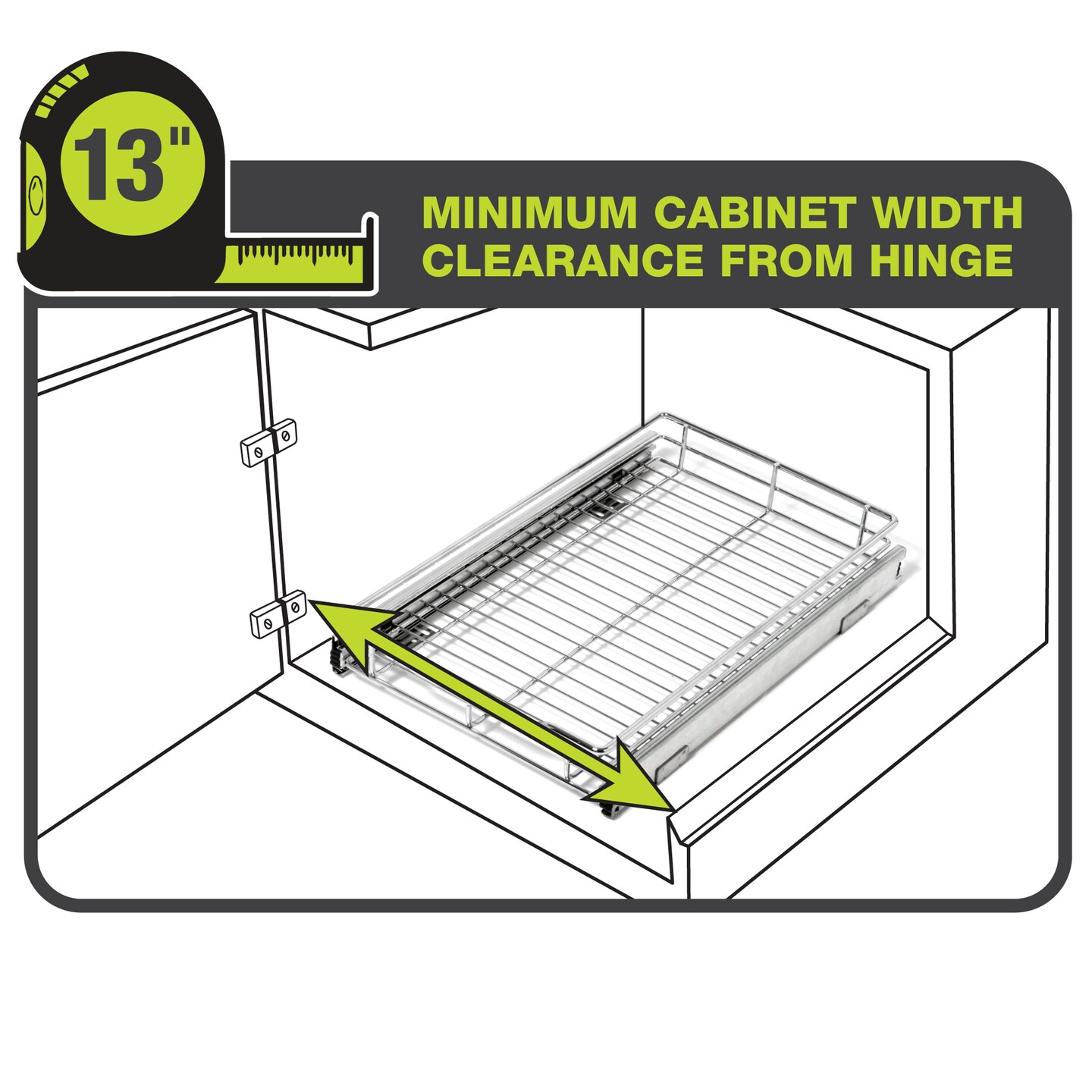 Smart Design Pull Out Cabinet Shelf - Small - 12 x 18 in. - Chrome