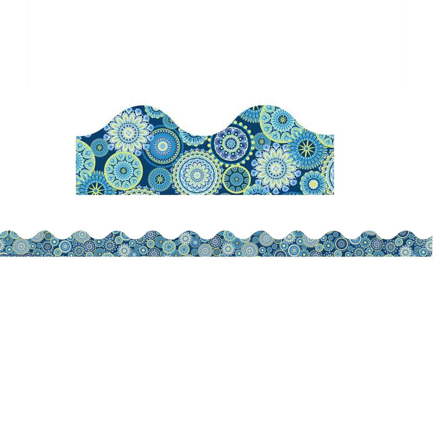 Blue Harmony Mandala Scalloped Deco Trim&#xAE;, 37 Feet Per Pack, 6 Packs