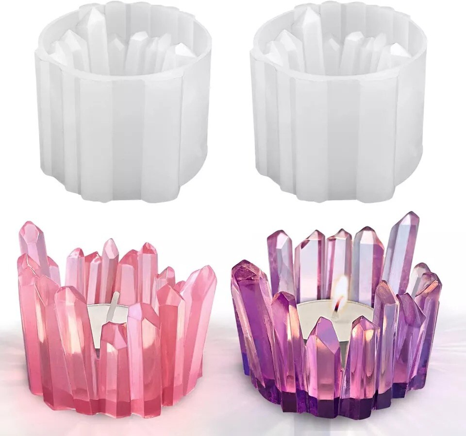 2 Pcs Crystal Silicone Mold Candle Holder