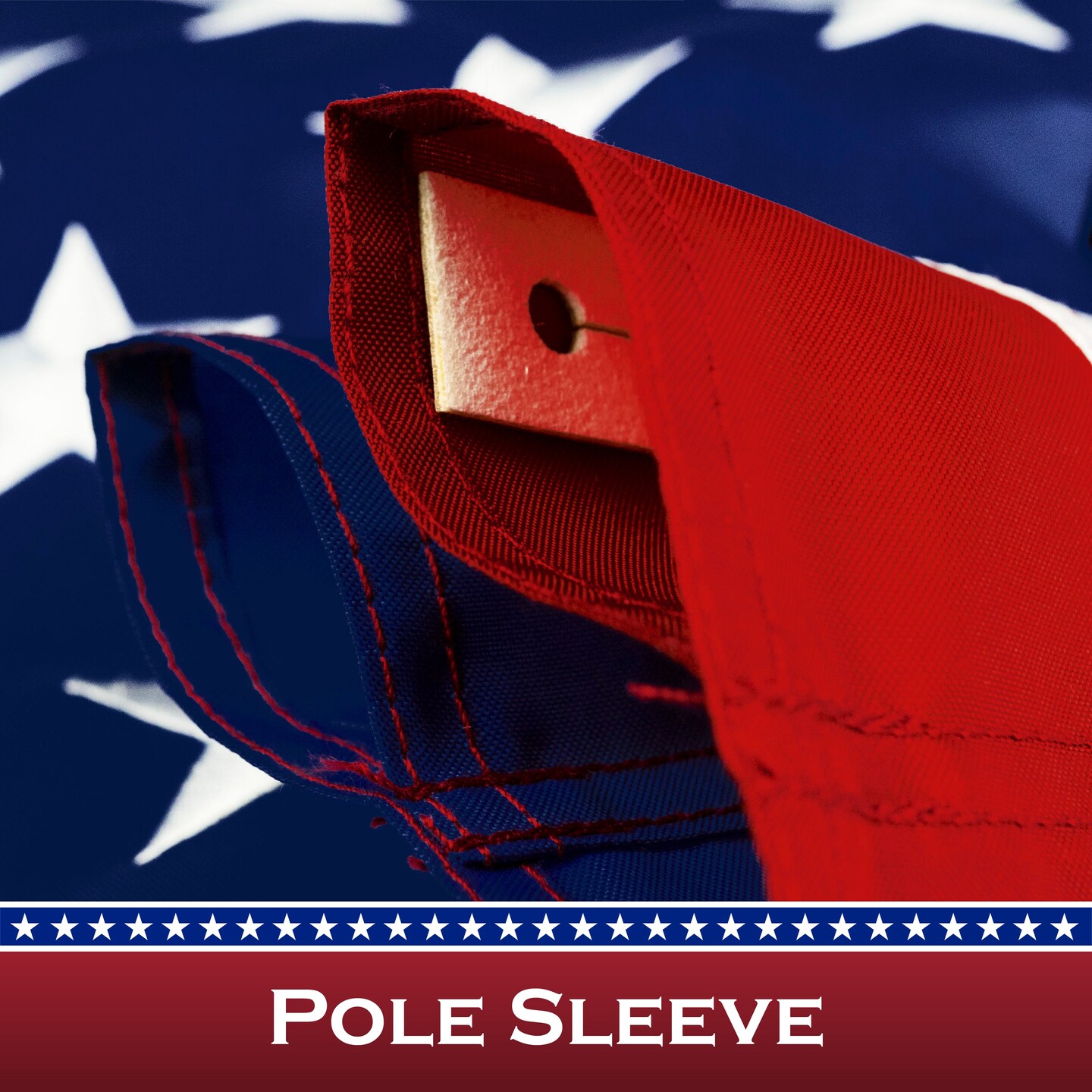 American Flag 210D Embroidered Polyester 2x3 Ft - with Pole Sleeve