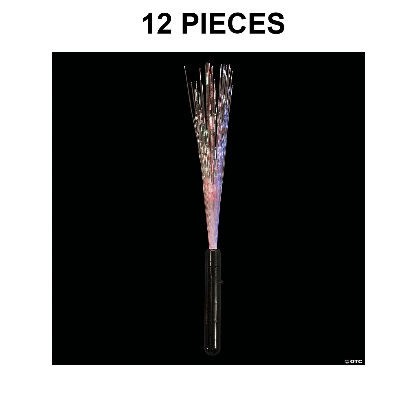 15&#x22; Plastic Light Up Rainbow-Colors Fiber Optic Wands - 12 Pc.