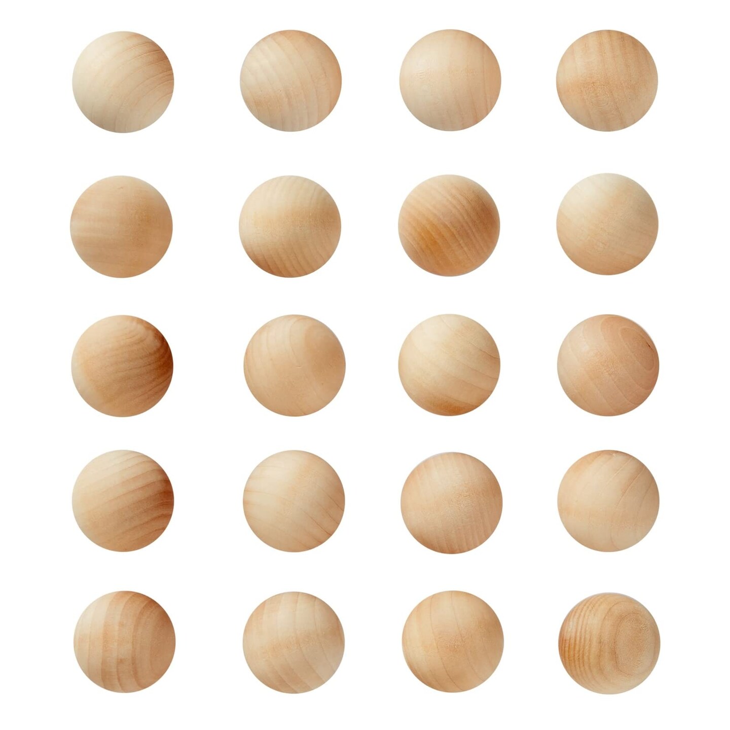 1.5 Inch Wooden Balls for Crafts, Unfinished Round Wood Spheres for DIY Projects (20 Pack)