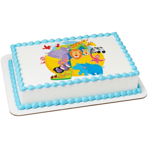 Baby Shower Noah&#x27;s Ark Edible Cake Topper Image 1/4 sheet