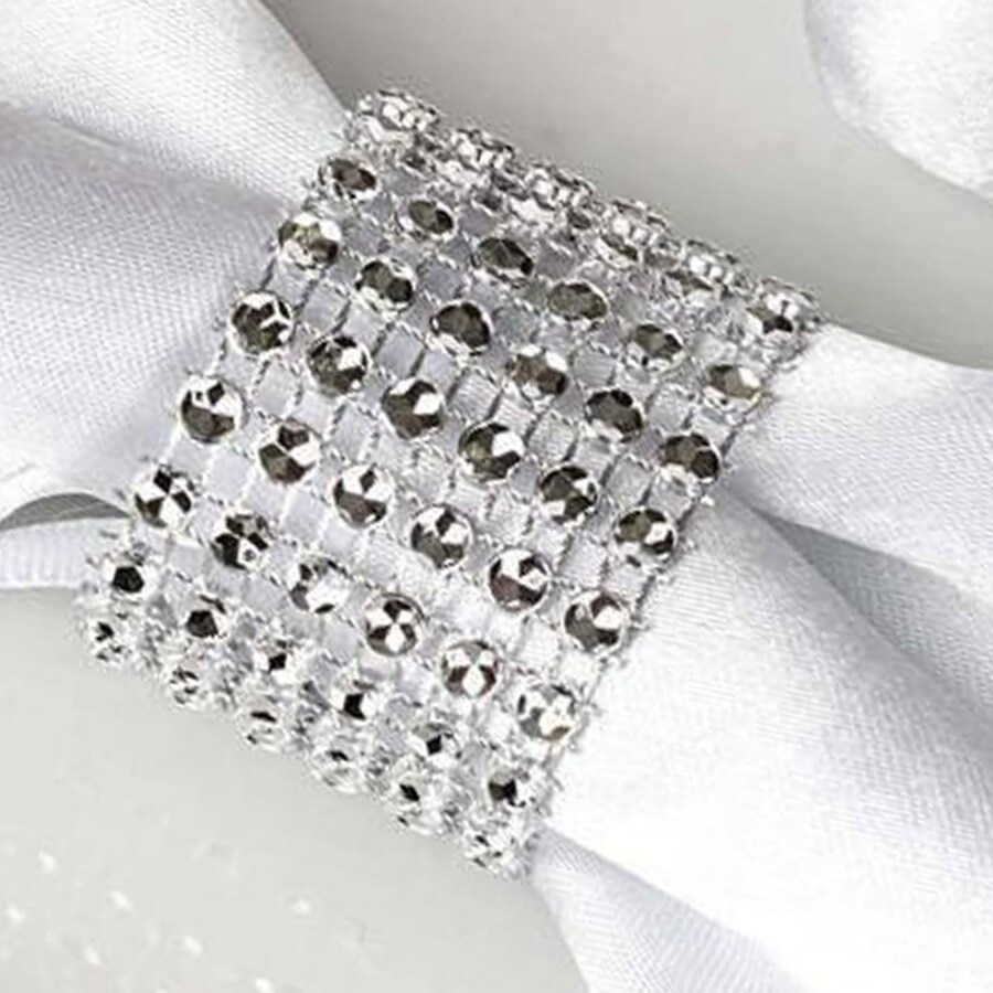 20-Pieces Diamond Rhinestone Mesh Napkin Rings