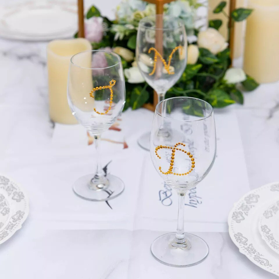 Gold Rhinestones GEM STICKERS 12 pcs Ampersand "&" DIY Crafts