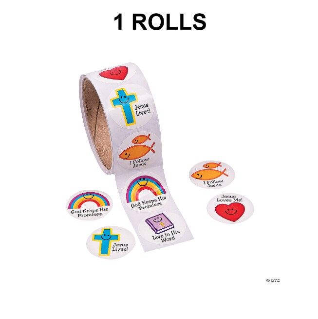Christian Symbols Smile Face Sticker Roll - 100 Pc.