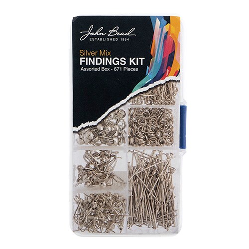 John Bead 8-Slot Silver Jewelry Findings Kit Assortment, 671pcs