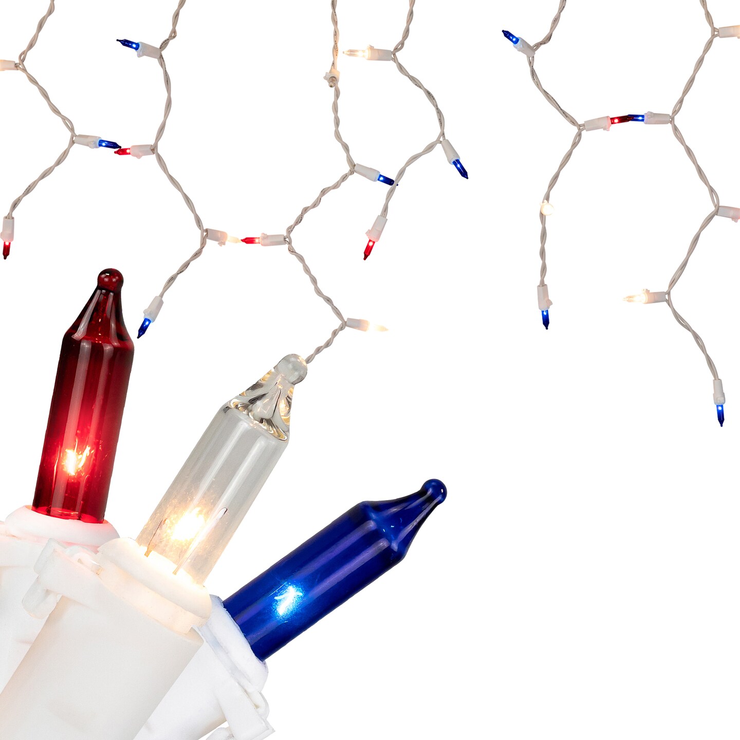 Northlight Mini Icicle Patriotic Light Set - 6.5' White Wire - 100ct