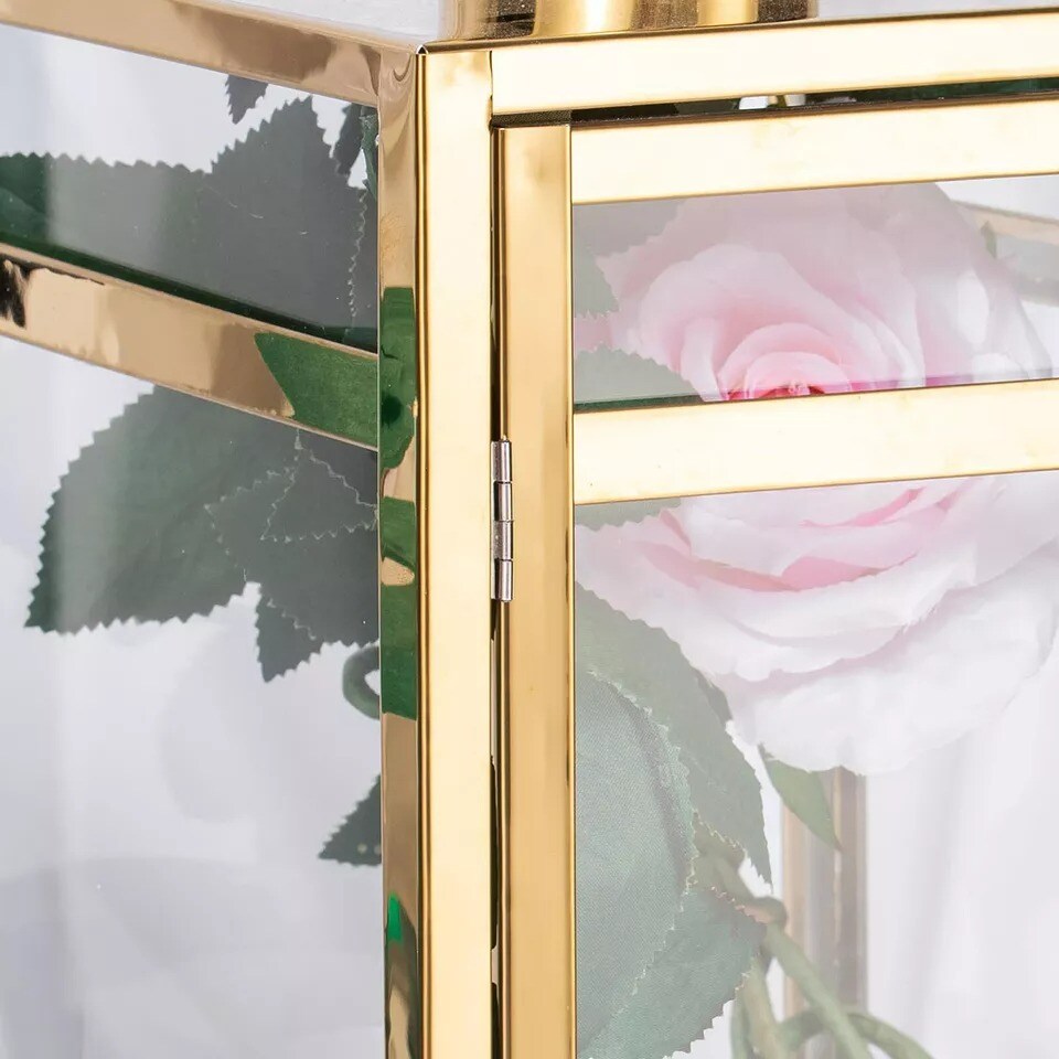 GOLD 17&#x22; tall Metal Lantern Candle Holder Party Wedding Events