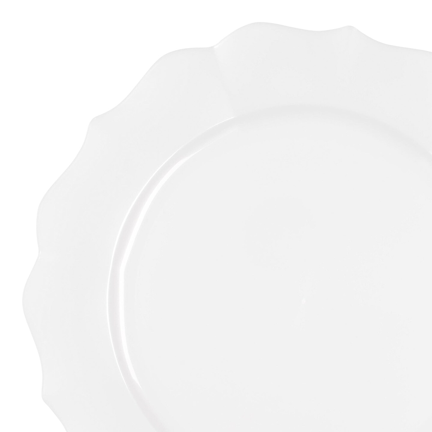 Pearl White Round Lotus Plastic Dinner Plates - 10.25" (120 Plates)