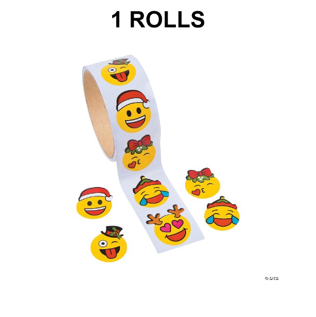 Christmas Emoji Sticker Roll 100 Pc.