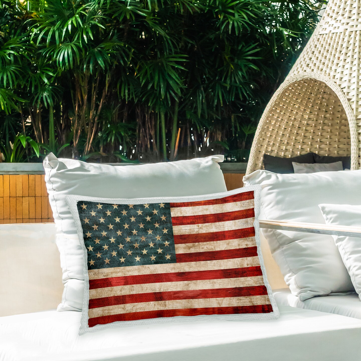 Stupell Industries Rustic American Flag Outdoor Printed Pillow