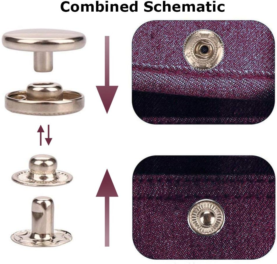 132 Sets Leather Snap Fasteners Kit, MSDADA 12.5 mm Metal Button Snaps Press Studs with 4PCS Fixing Tools, Sewing Snaps for Clothes Leather Craft Bracelets Jeans Wears Jackets Bags Belt