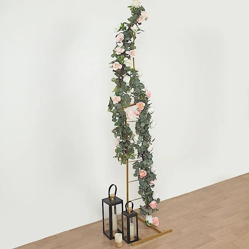 GOLD 8 ft Curved Metal Floral Display Frame Wedding Arch BACKDROP