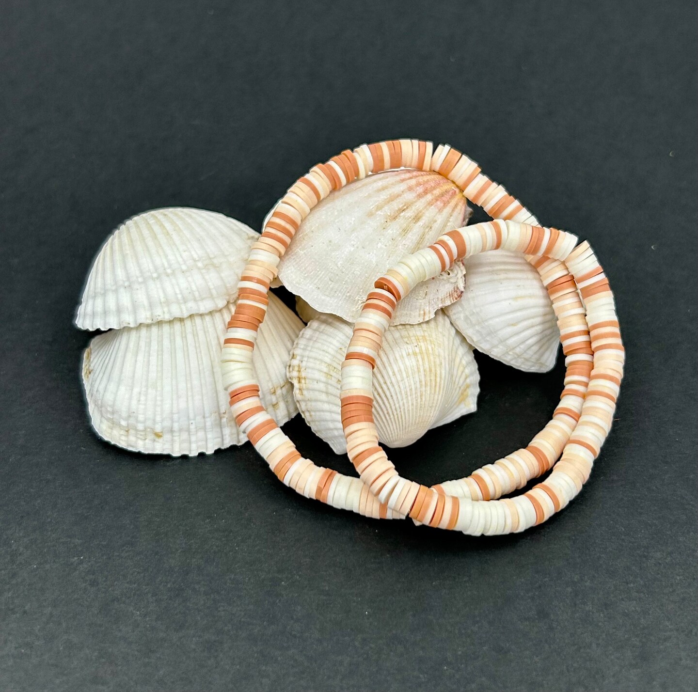 Copy-Beige, Peach, Cream, and White Heishi Clay BRACELETS by RML