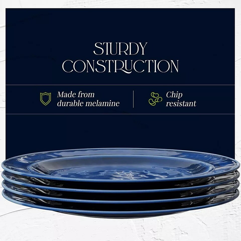 Fifth Avenue Melamine Salad Plates, Set, 9-Inch, Set of 4 - Navy