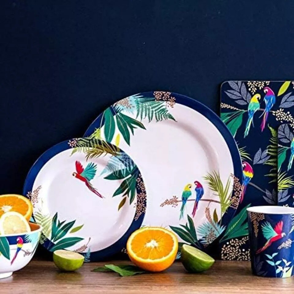 Portmeirion Sara Miller Parrot Melamine Dinner Plates - Set of 4