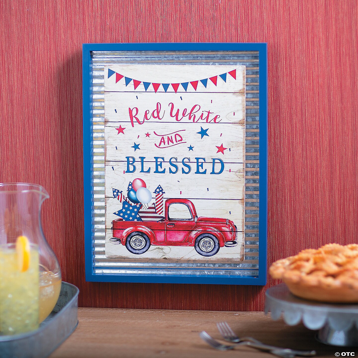 Patriotic Red White &#x26; Blessed Wall Sign