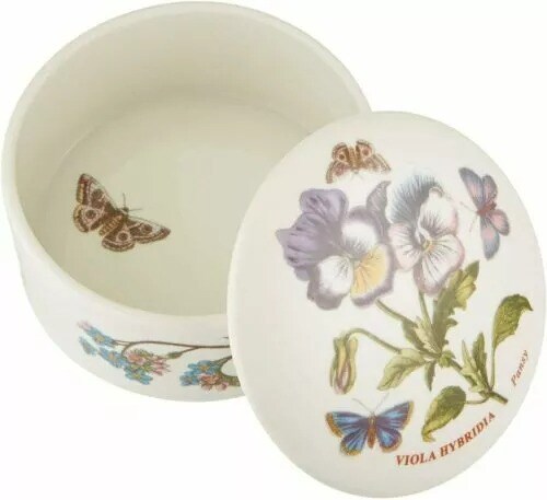 Portmeirion Botanic Garden Set of 3 Mini Covered Porcelain Boxes, Flowers Motif