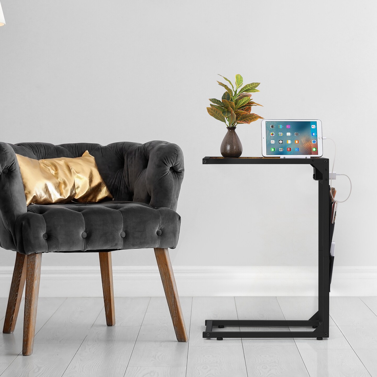 2PCS Side Table with Charging Station