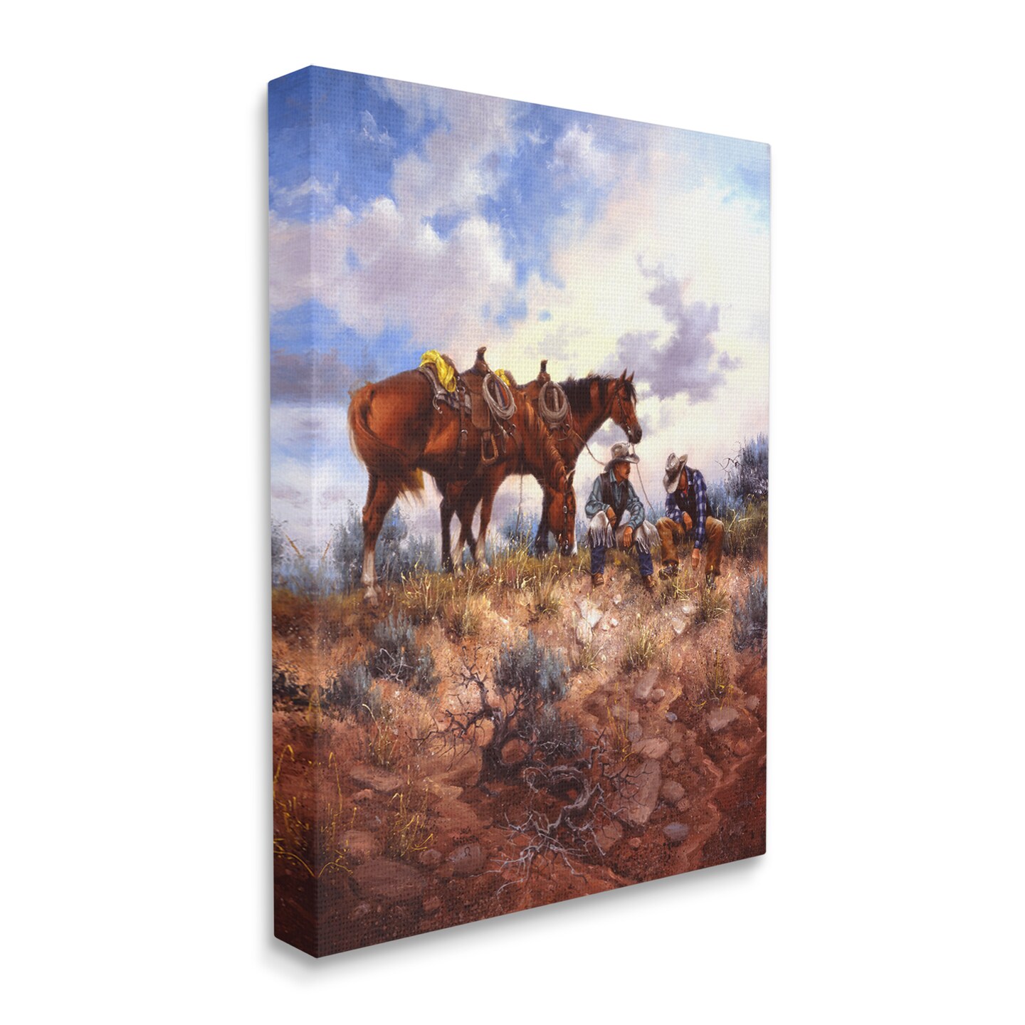 Stupell Industries Cowboys &#x26; Horses Landscape Canvas Wall Art