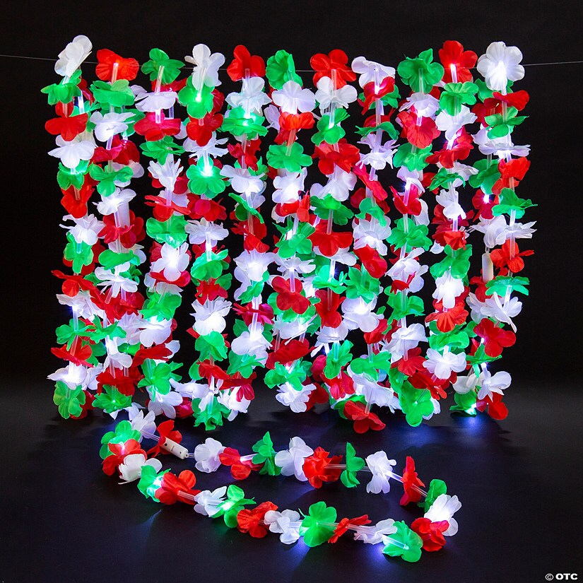 Christmas Flashing Light-Up Polyester Leis - 12 Pc.