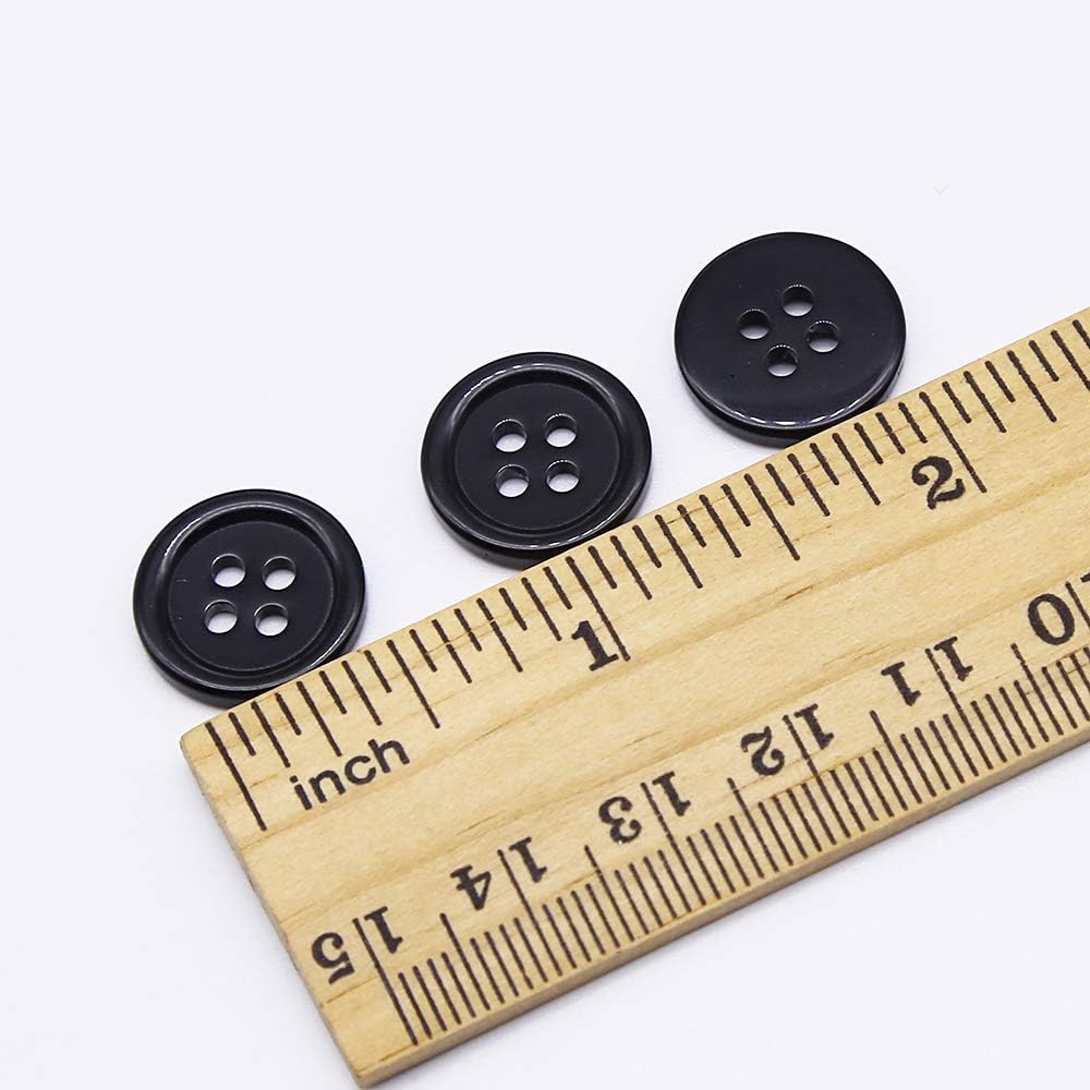 5/8 Inch 4 Holes Black Buttons 15mm Sewing Round Button for Craft Pack of 160 Pcs