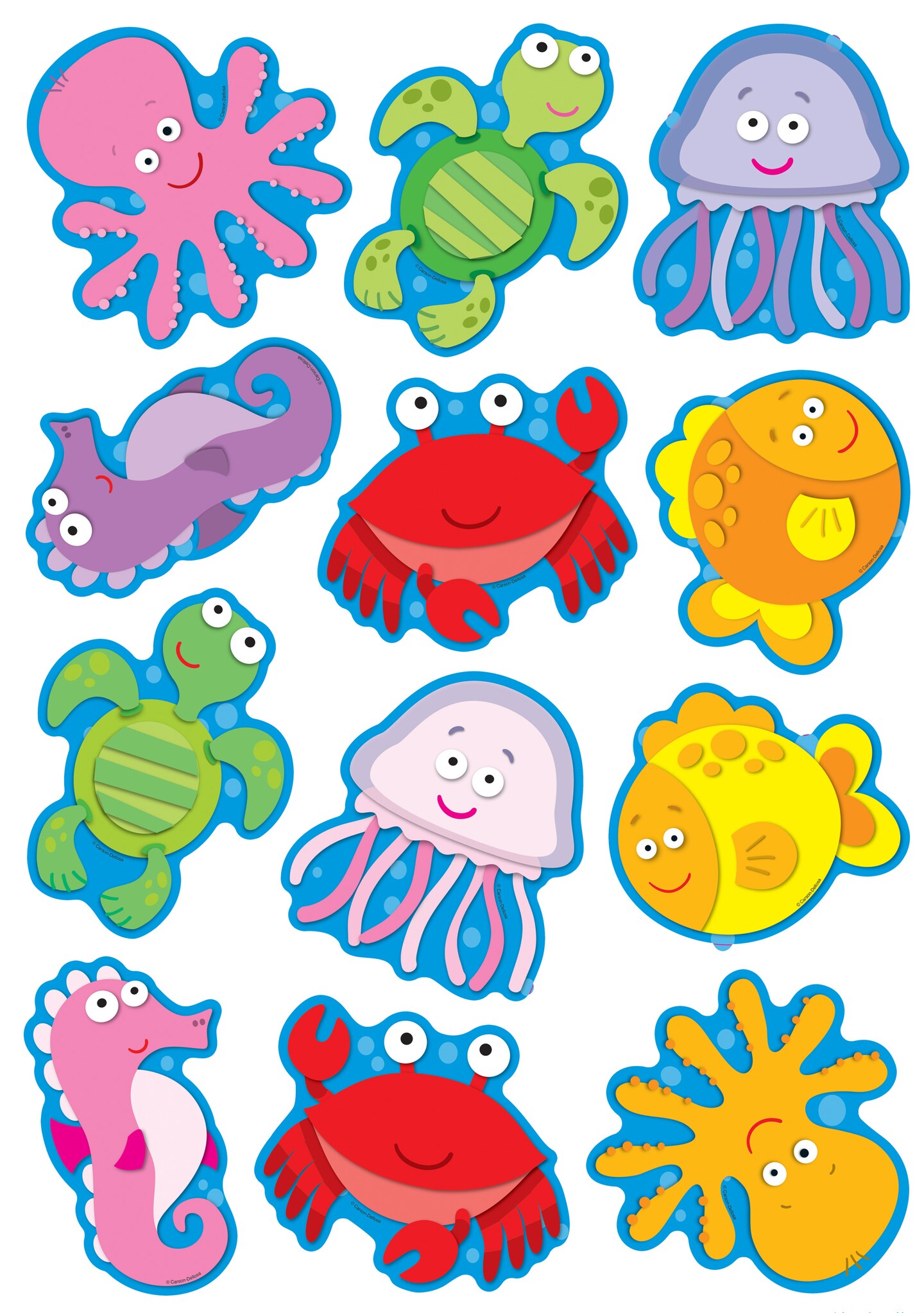 Carson Dellosa 36-Piece Sea Creatures Cut Outs, Colorful Cardstock Fish Cutouts for Ocean Themed Party Decorations, Summer, Bulletin Board, and Classroom Decor