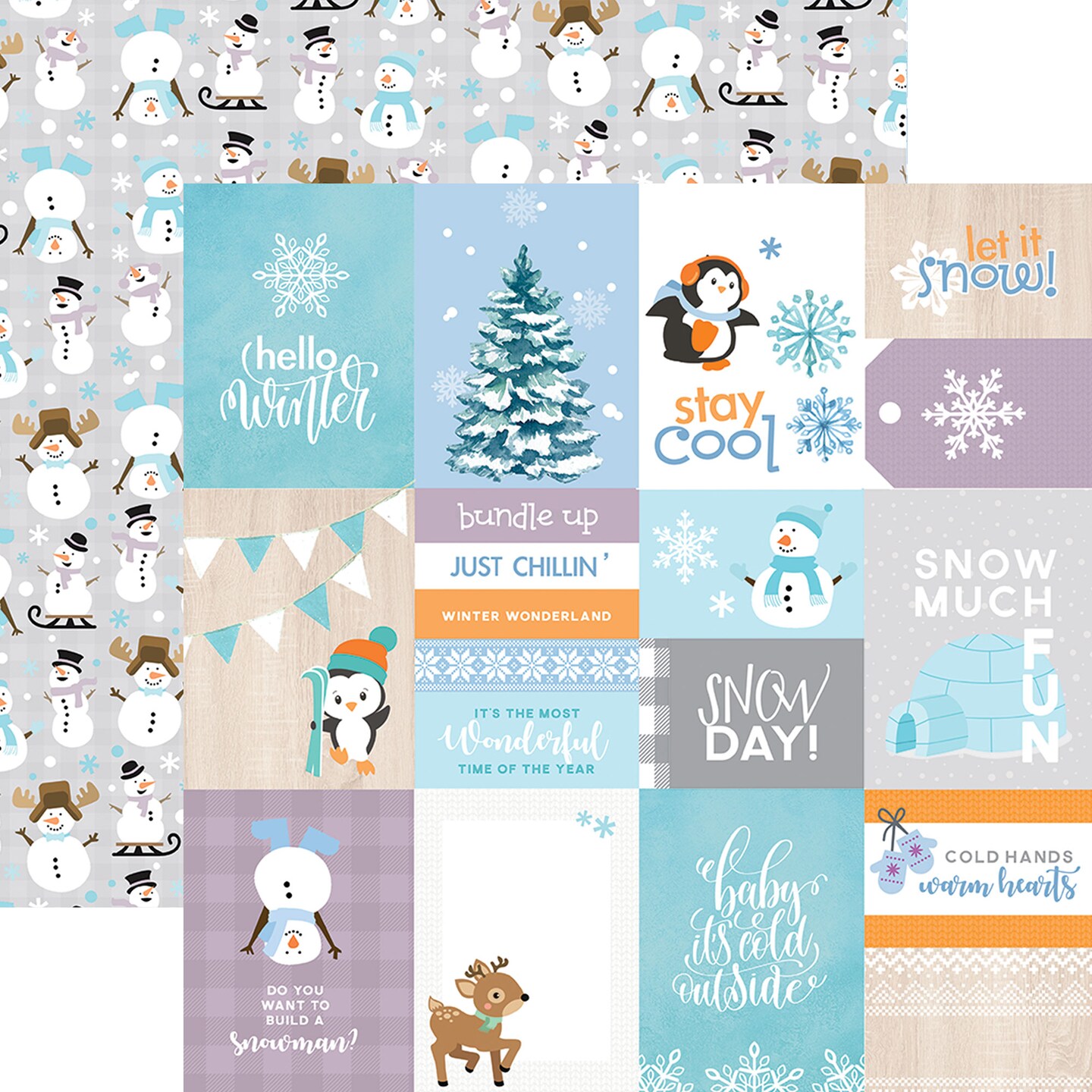 SNOW MUCH FUN PATTERN 12 X12 SCRAPBOOK PAPER SET