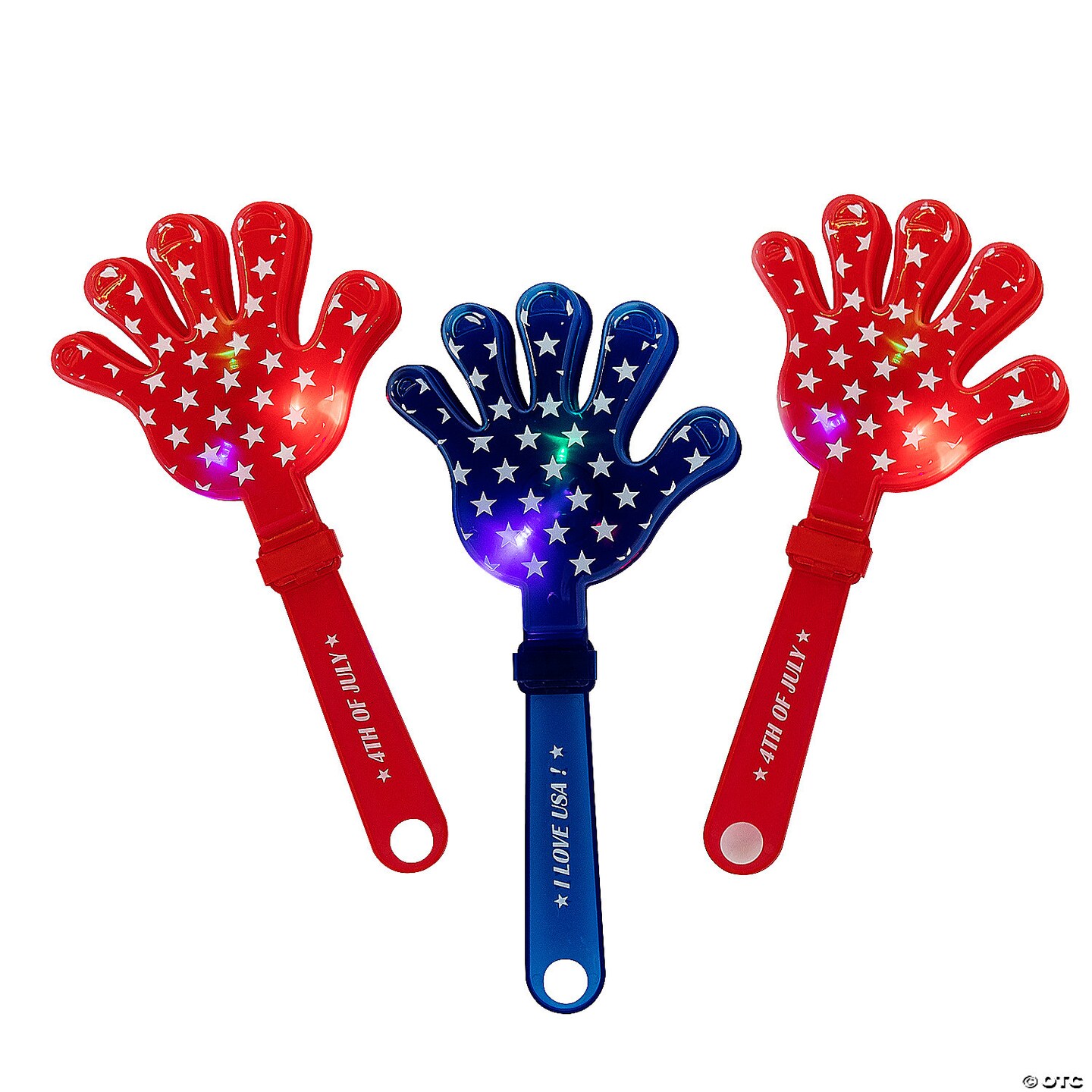 Large Light-Up Patriotic Hand Clappers - 12 Pc.