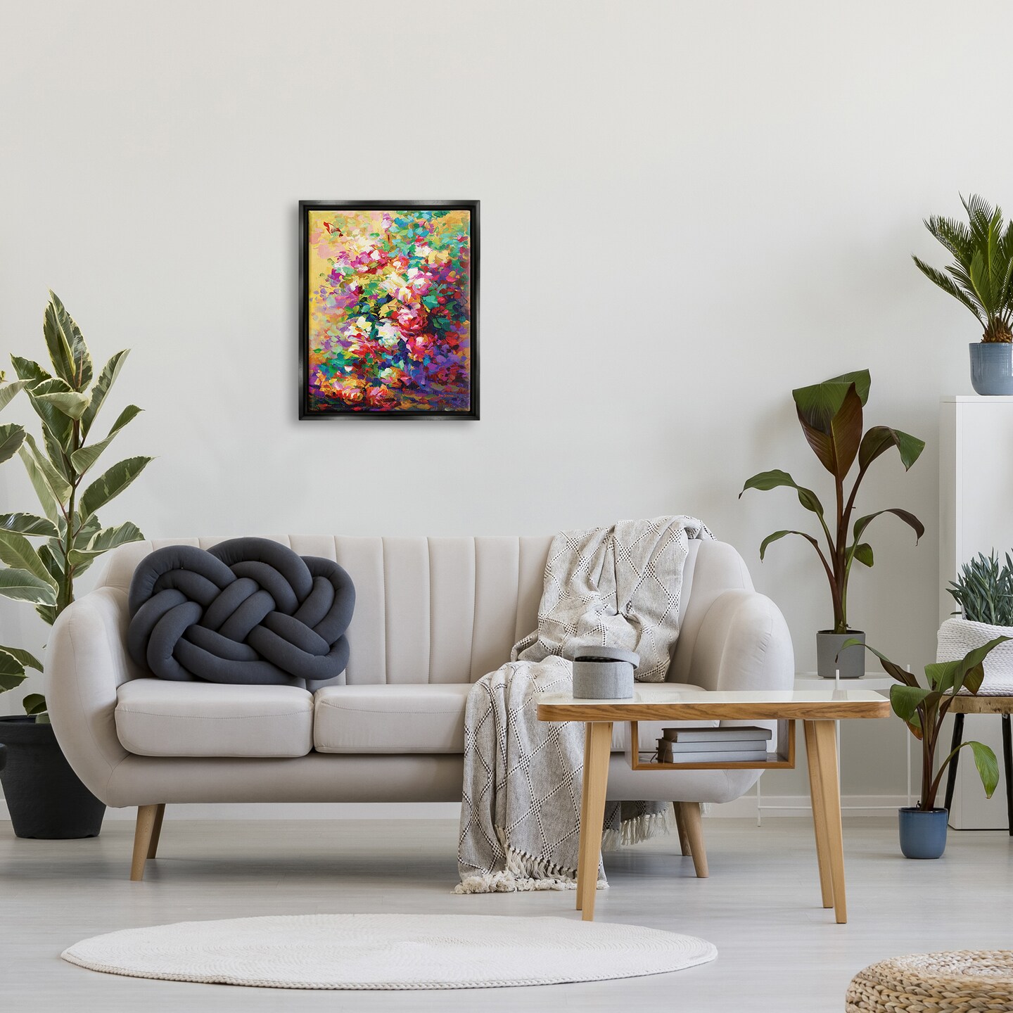 Stupell Industries Vivid Abstract Roses Framed Floater Canvas Wall Art