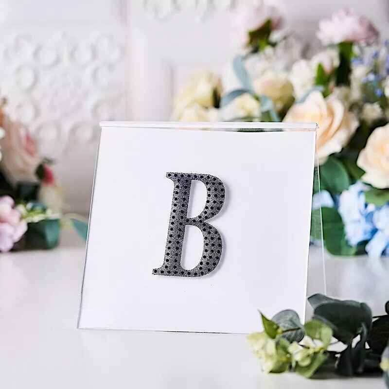 4" tall BLACK Letter B Self-Adhesive Rhinestones GEM STICKERS