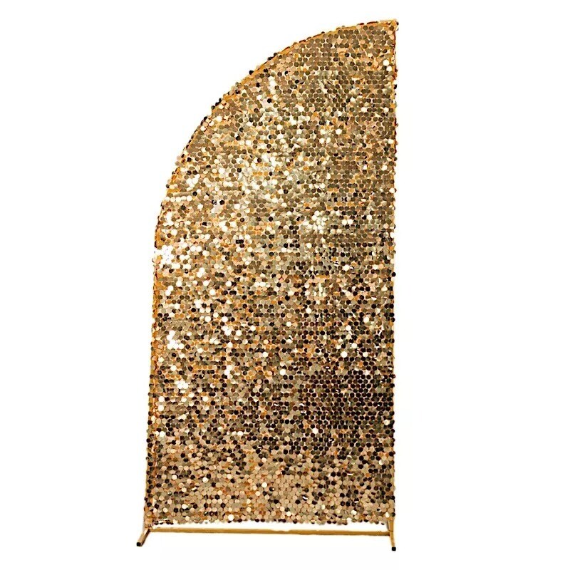 6 ft GOLD Double Sided Big Payette Sequin Half Moon Arch STAND