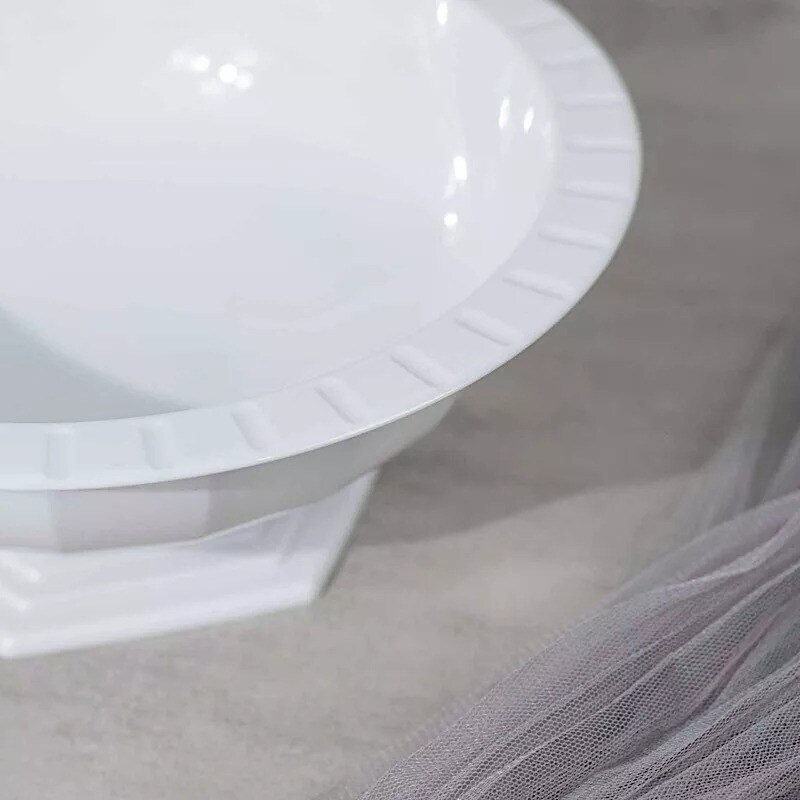 WHITE 3 Plastic 10" Roman Style Compote VASES Flower Pedestals