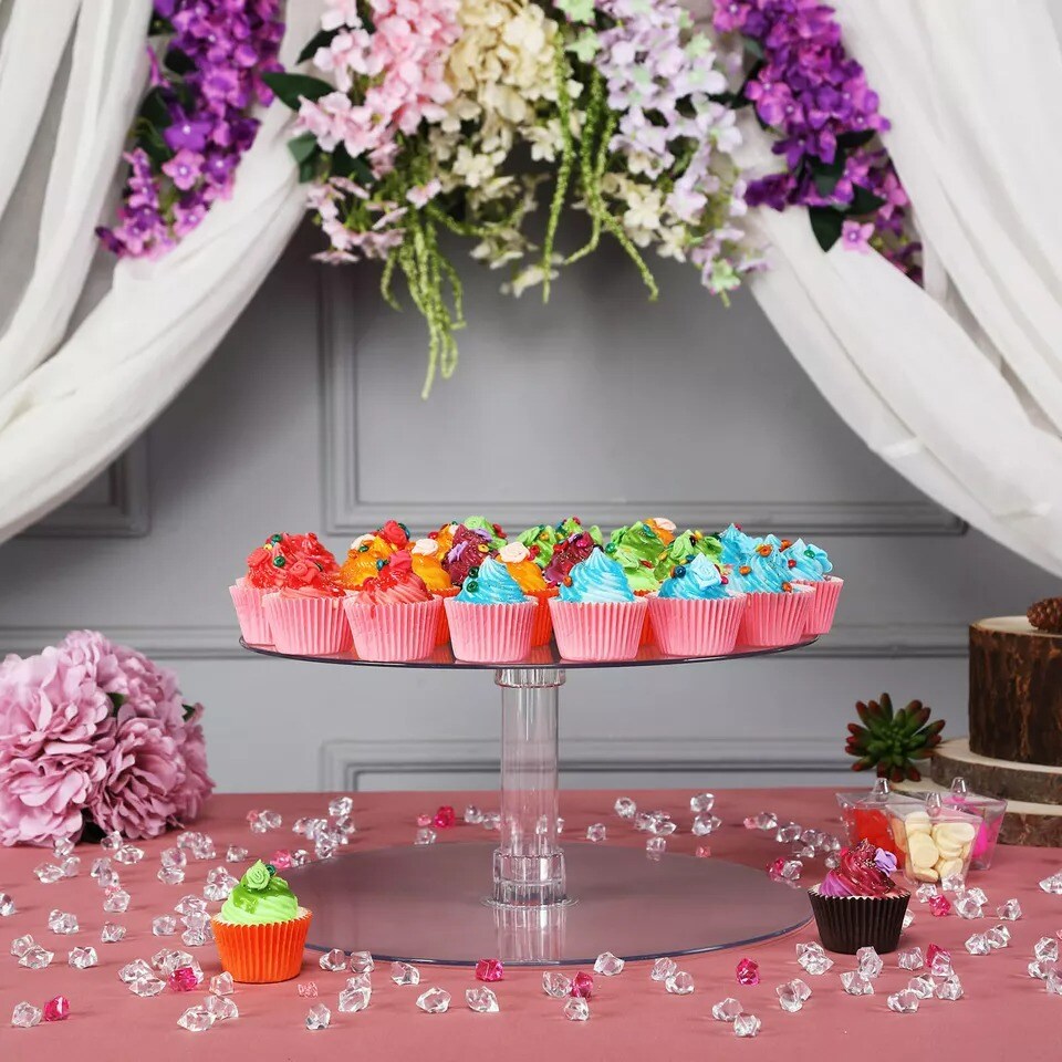 1 Tier 16" ACRYLIC Clear CAKE STAND Wedding Birthday Cupcake