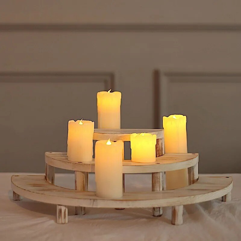 WHITEWASHED 3 Semicircle 3 Tier Wooden Cupcake Dessert DISPLAY STANDS