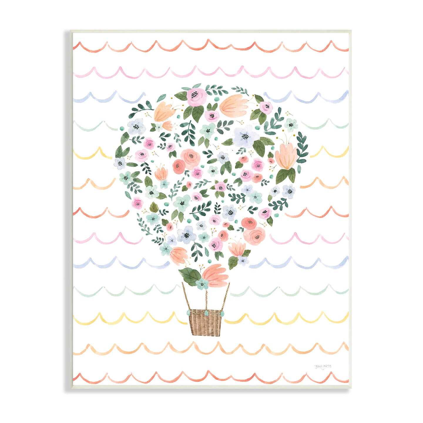 Stupell Industries Floral Pattern Hot Air Balloon Wall Plaque Art