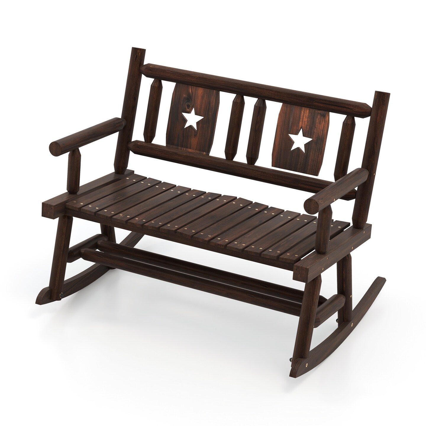 Patio Rocking Bench Double Rocker Chair With Ergonomic Seat 2-person Loveseat