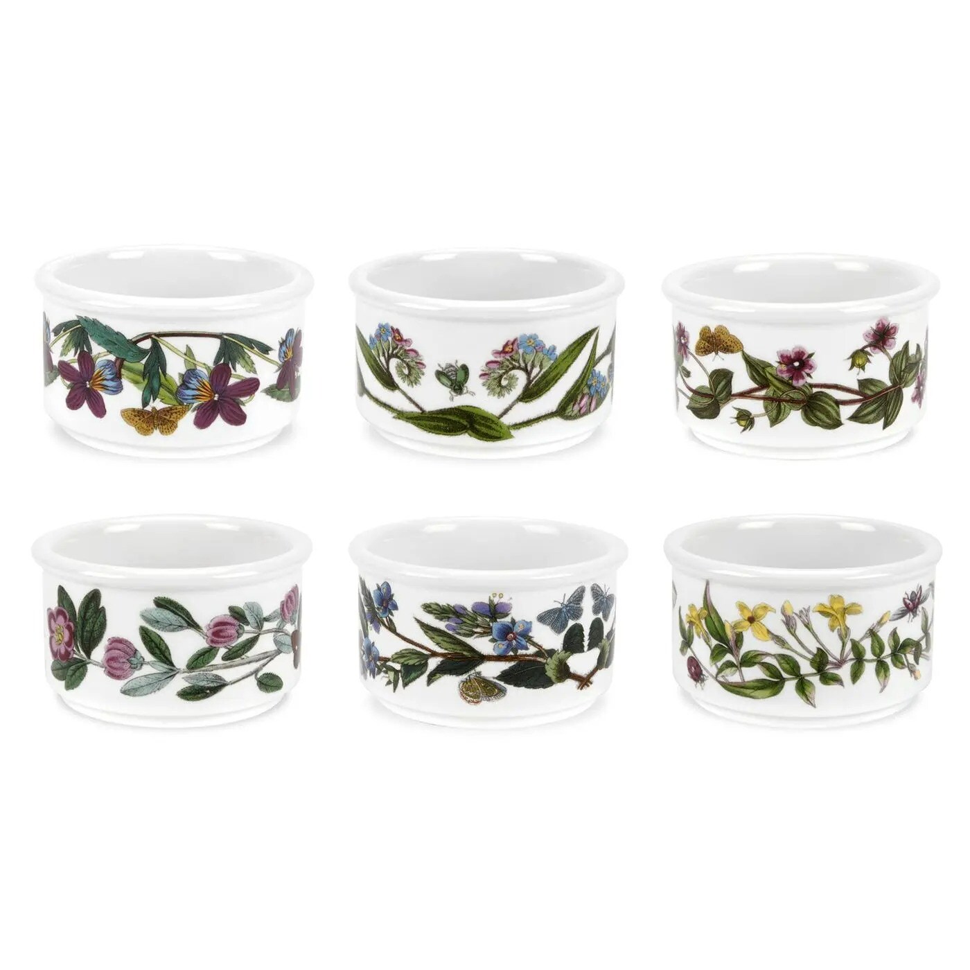 Portmeirion Botanic Garden 5-Ounce Fine Porcelain Stackable Ramekins, Set of 6