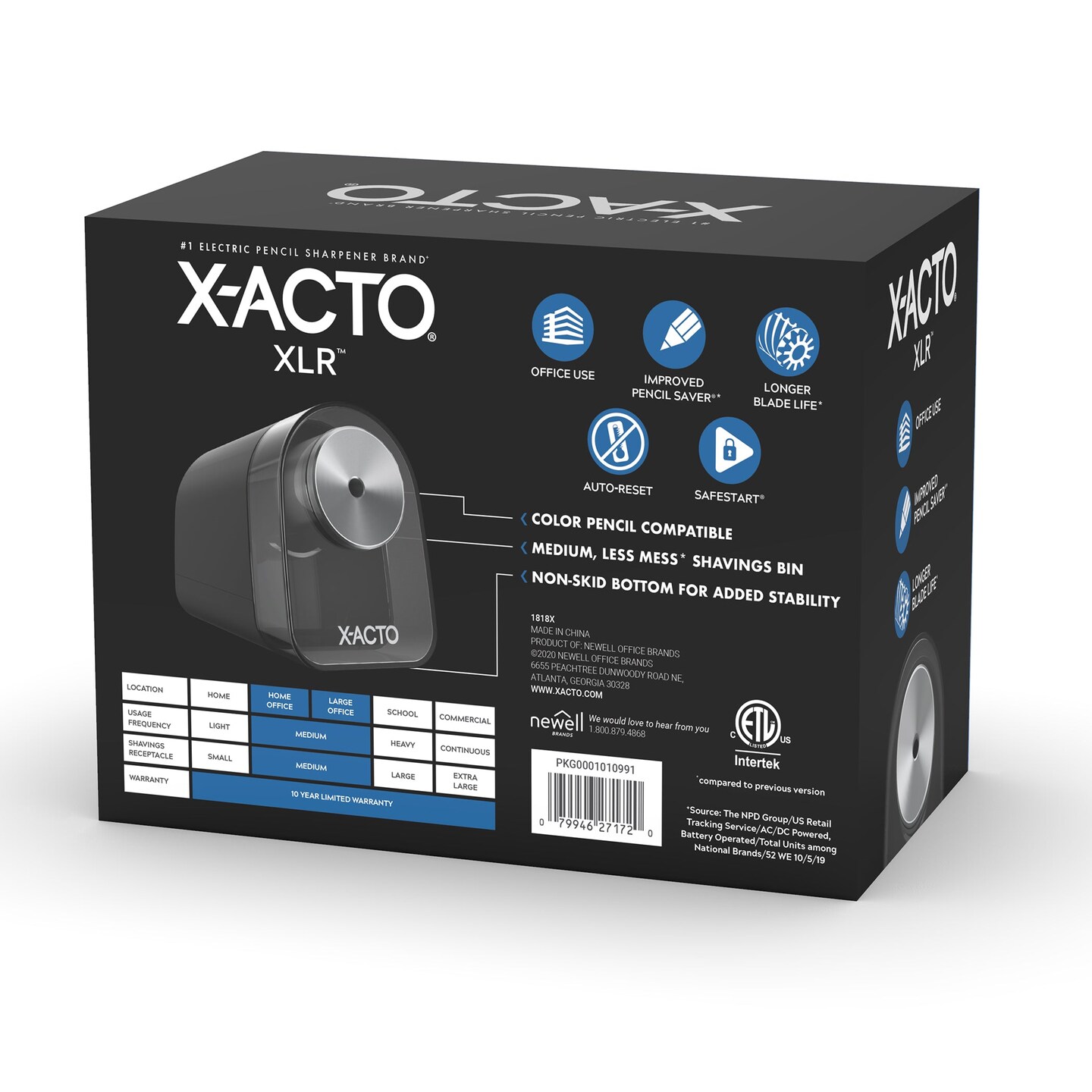 Pencil Sharpener, XLR Electric Pencil Sharpener, Pencil Saver, SafeStart Motor, Black, 1818x